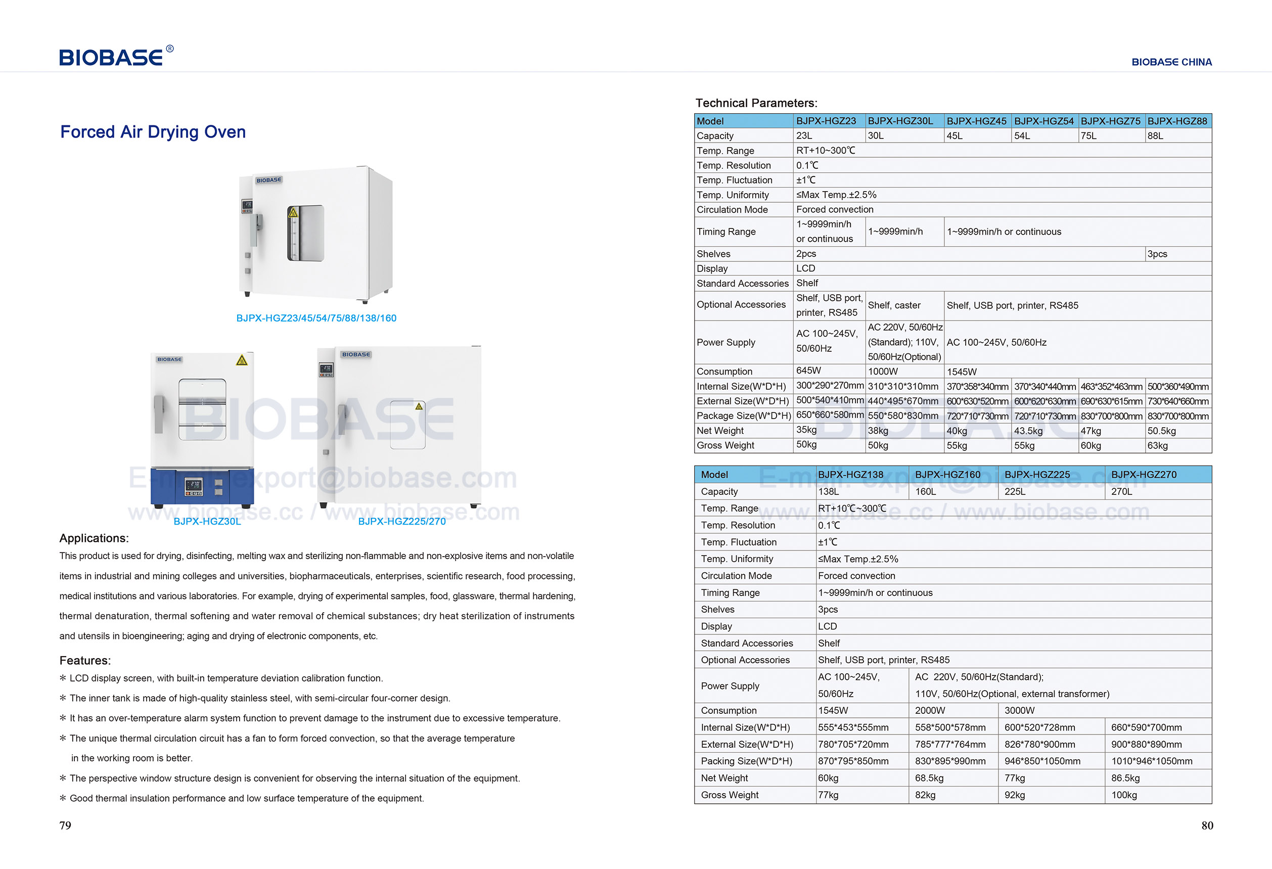 79-80 강제 공기 건조 오븐